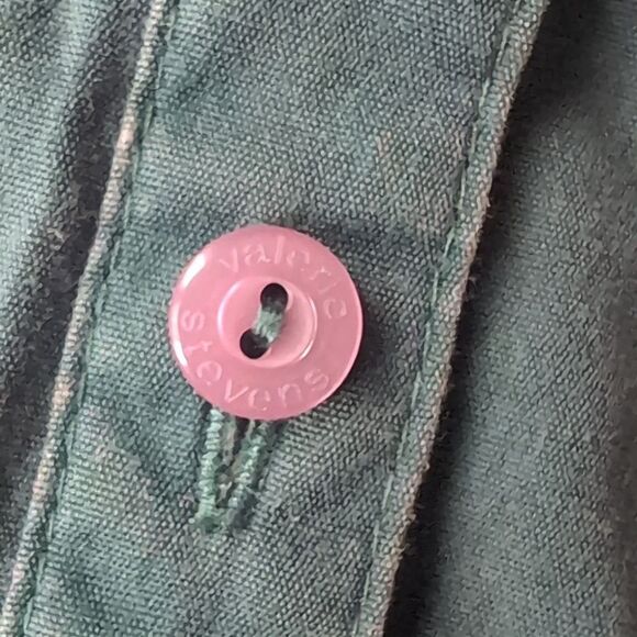 Valerie Stevens Teal VNeck Twill Cotton Shirt Sze M Petite Elbow Length Sleeves - Picture 4 of 7